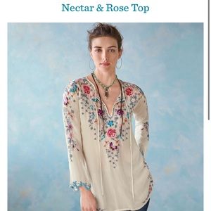 Johnny Was Nectar & Rose Top Blouse Sz S